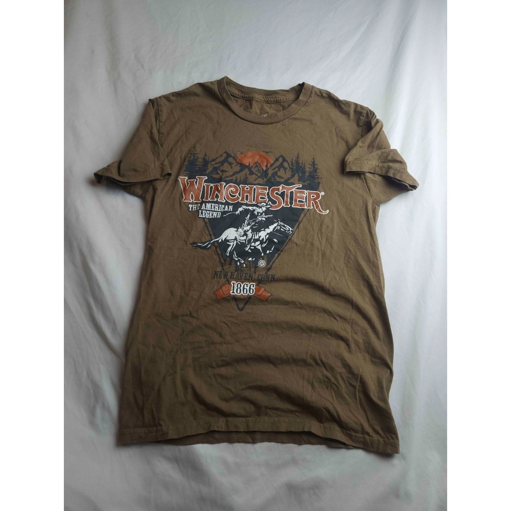 Winchester Crew Neck T Shirt Mens Small Brown Jersey Graphic Heritage Cabincore